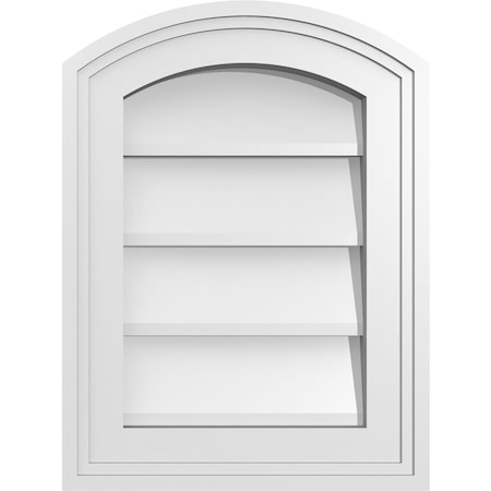 Ekena Millwork Arch Top Surface Mount PVC Gable Vent: Functional, w/ 2"W x 1-1/2"P Brickmould Frame, 12"W x 16"H GVPAR12X1602SF